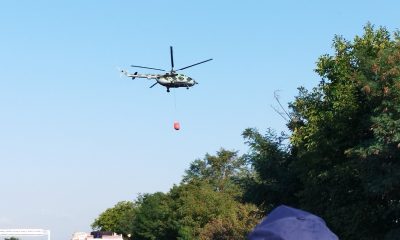 Пожарът край Казанлък се усили отново, гасенето продължава